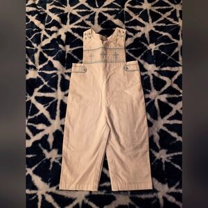 NEW Lil Cactus White BLUE CROSSES Smocked Romper Longall Size 2T BOYS overalls
